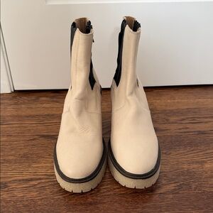 Free People Beige Ankle Boots with Black Details